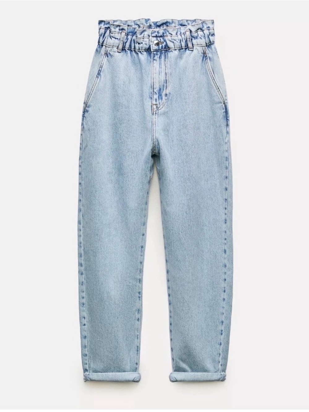 ZARA Light Wash Paperbag Waist Jeans